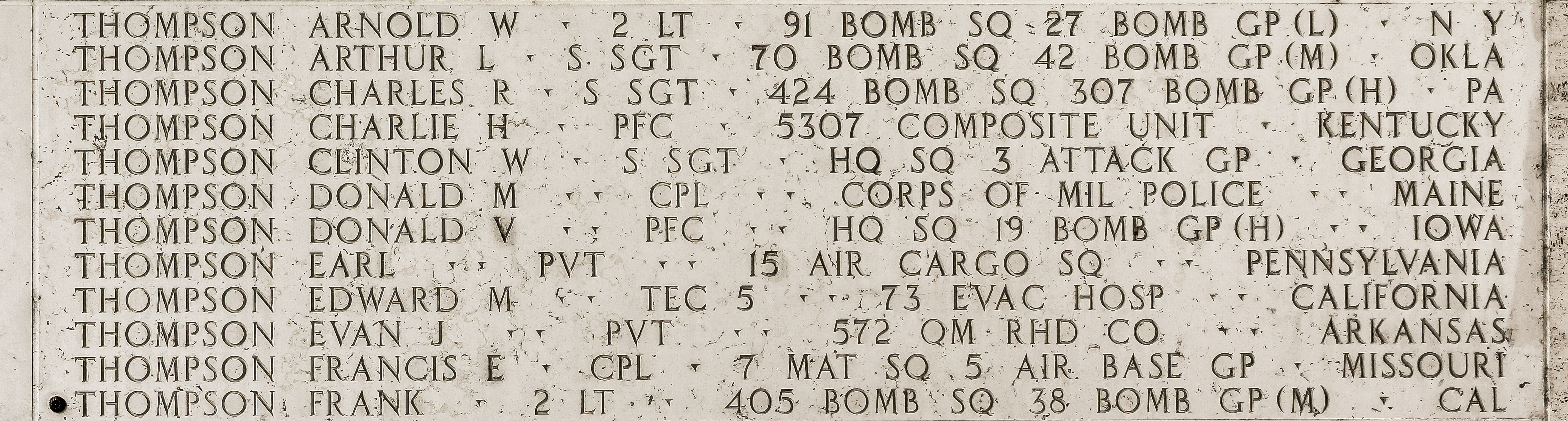 Charles R. Thompson, Staff Sergeant